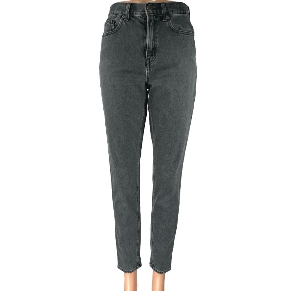 American Eagle Outfitters Black High Waist Skinny Straight Denim Jeans Pants 0
